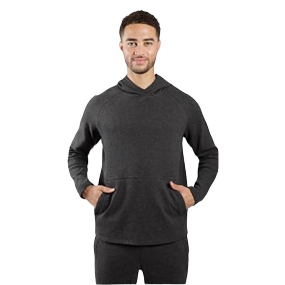 90 Degrees By Reflex Textured Pullover Hoodie With Pocket Charcoal Grey Men's S - Picture 1 of 12